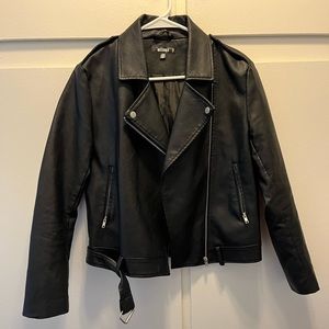 Missguided Biker Jacket in Black, Size US 4